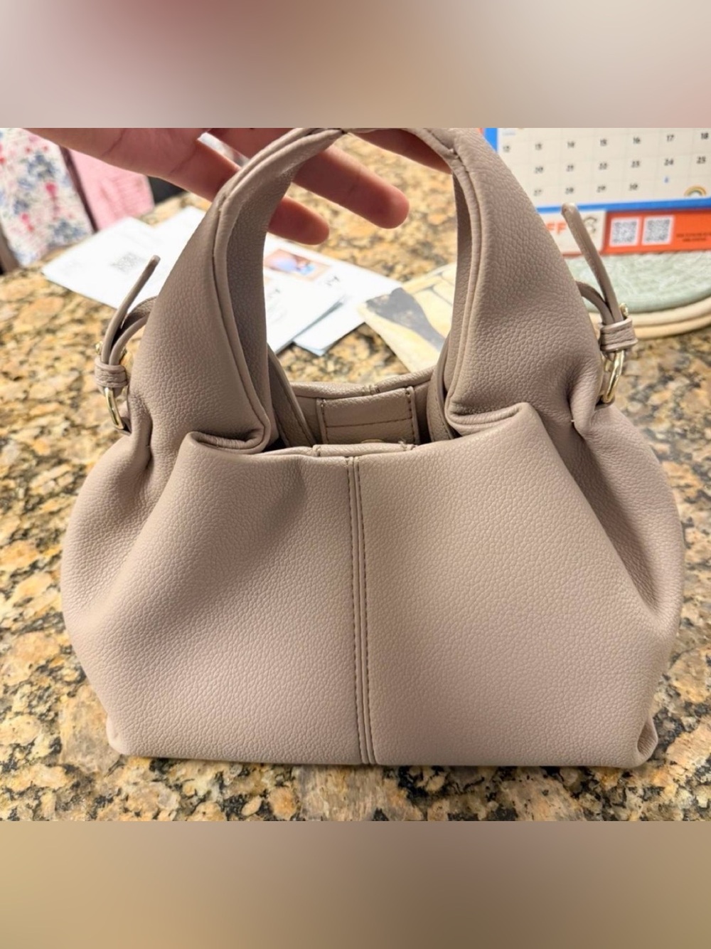 Polene Inspired Taupe Slouchy Bag Top Handle
